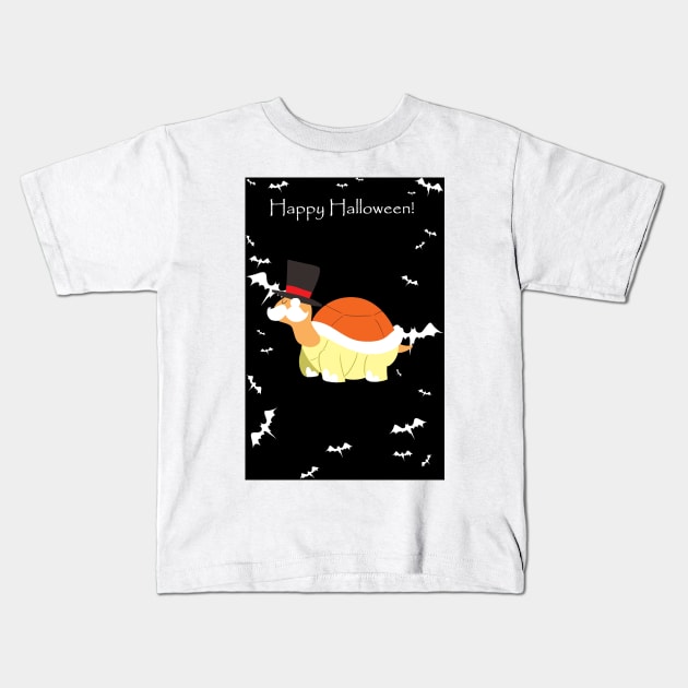 "Happy Halloween" Spooky Dapper Turtle Kids T-Shirt by saradaboru